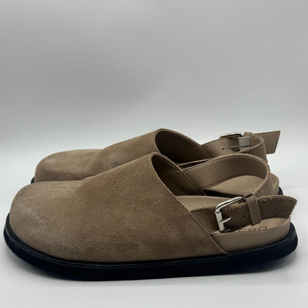 ANTHROPOLOGIE x PILCRO Suede Leather Slingback Mules Tan Taupe Sz 40/10 - Picture 4 of 8
